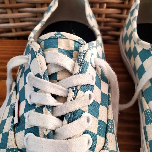 Vans Blue & White Checkerboard Canvas Lace-Up Sneakers Skateboard Mens Size 9.5 - Picture 4 of 15